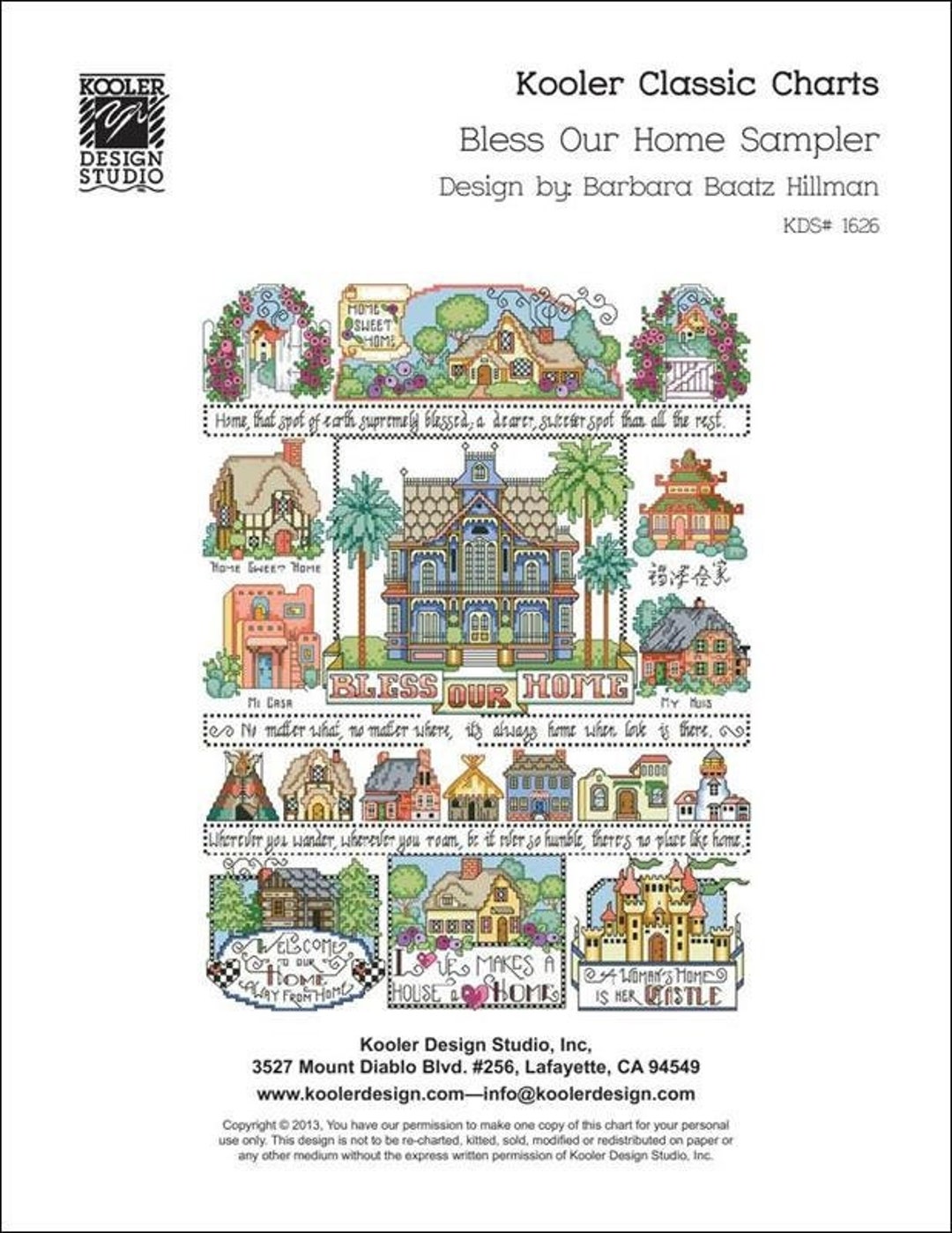 Cross Stitch Pattern - Bless Our Home Sampler by Kooler Design Studio ...