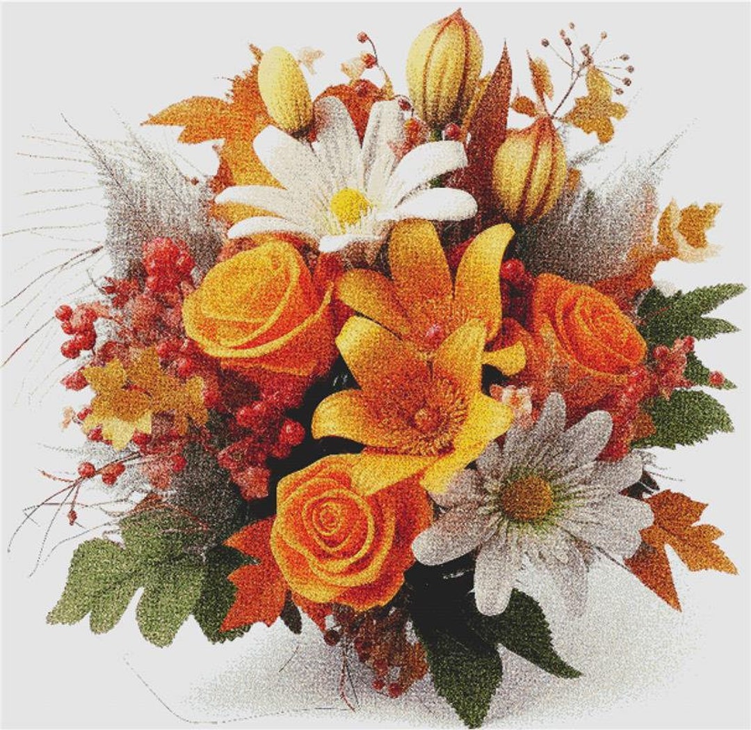 Autumn Flowers Counted Cross Stitch Pattern by X Squared Cross Stitch ...