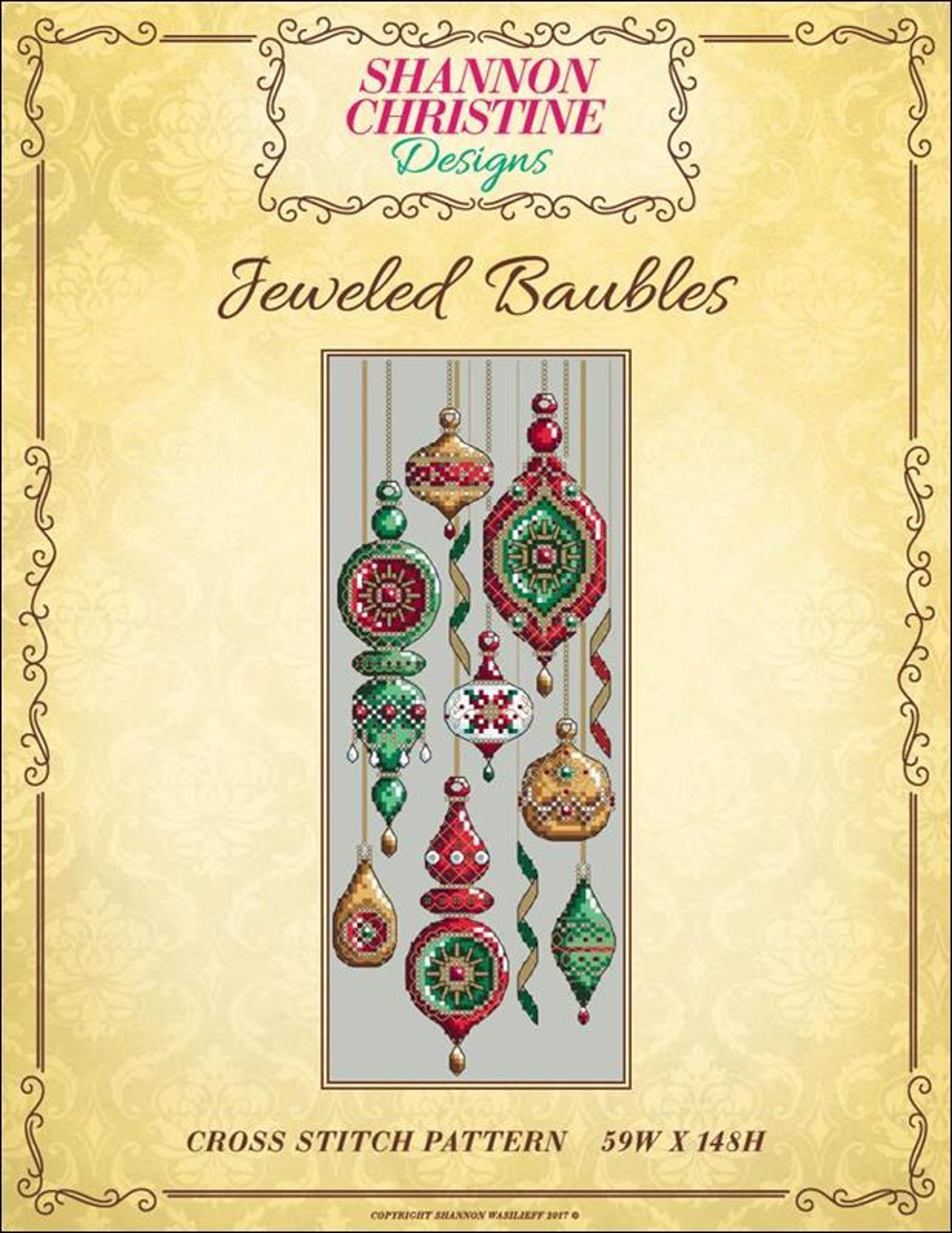 Jeweled Baubles Counted Cross Stitch Pattern by Shannon Christine ...