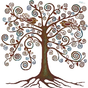 Abstrakter Baum des Lebens (ohne Hintergrund) Kreuzstichmuster