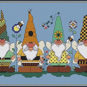 The Pollinators Gnomes Counted Cross Stitch Pattern by Carolyn Manning Designs