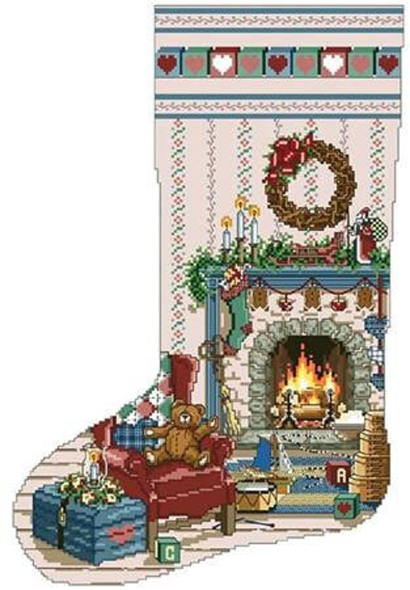 Home for Christmas Heirloom Stocking Counted Cross Stitch Pattern by
