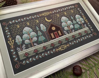 Cabin in the Woods Counted Cross Stitch Pattern