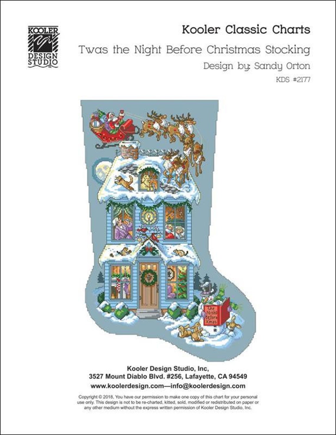 Twas the Night Before Christmas Stocking Counted Cross Stitch Pattern