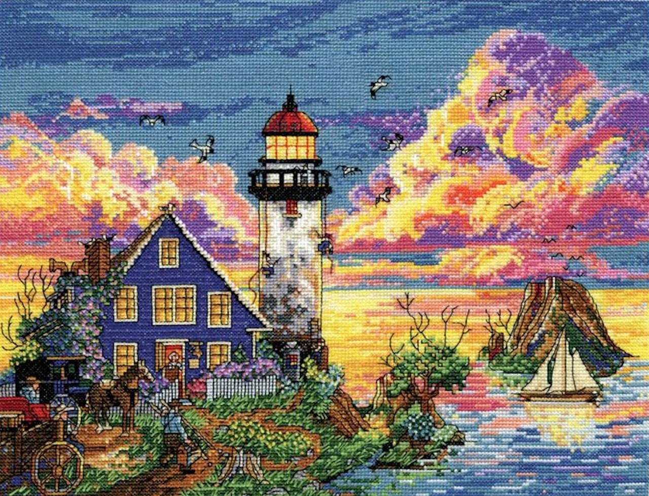 Lighthouse Sunset Counted Cross Stitch Kit by Design Works - Etsy