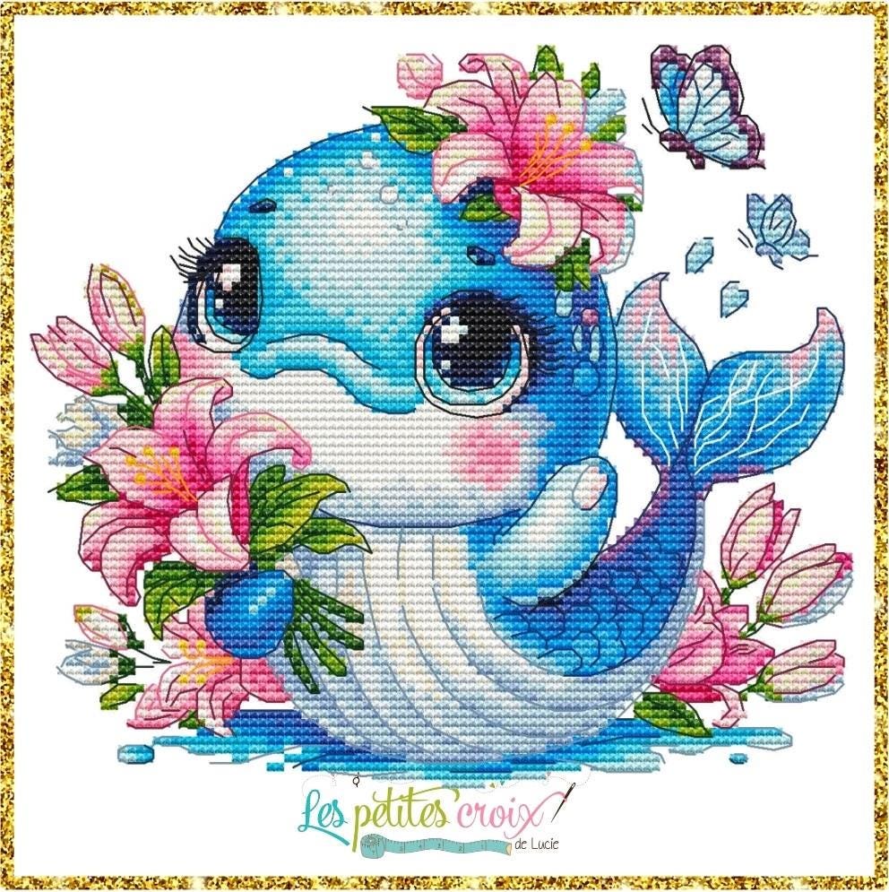 Animal Series: Dolphin Counted Cross Stitch Pattern by Es Petites