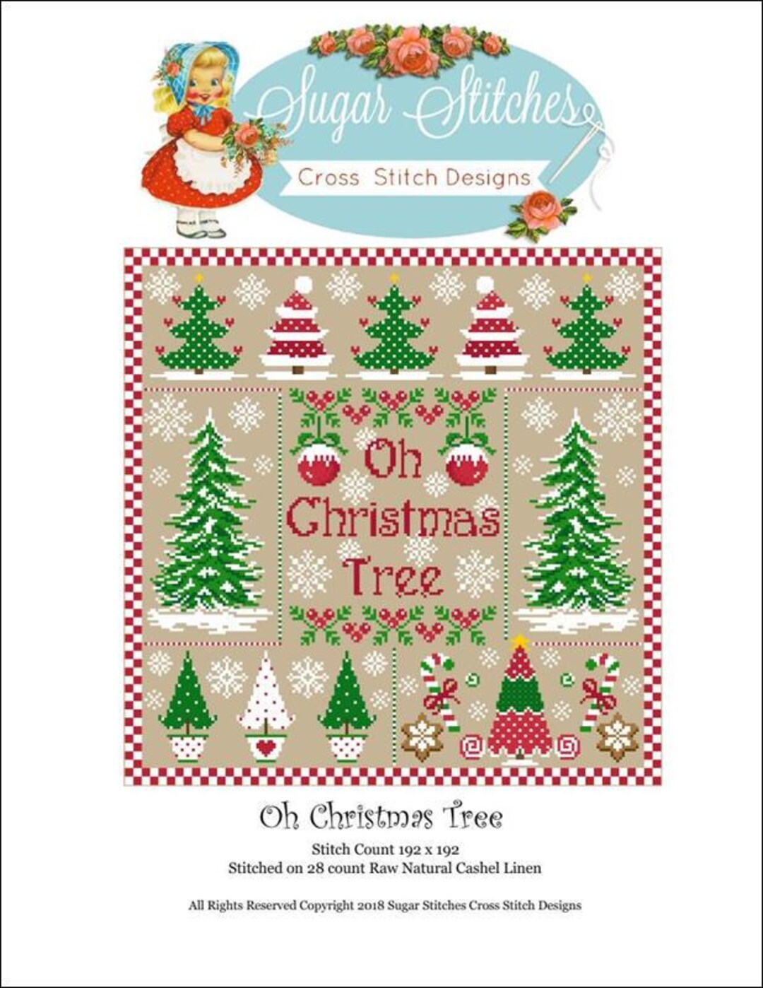 Oh Christmas Tree Sampler Counted Cross Stitch Pattern by Sugar ...