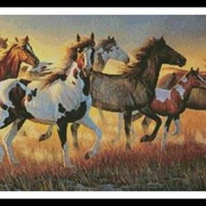 Mustangs Counted Cross Stitch Pattern