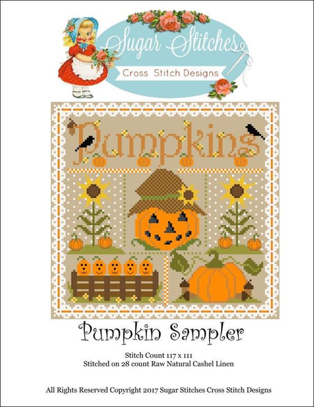 Pumpkin Sampler Counted Cross Stitch Pattern by Sugar Stitches Design ...