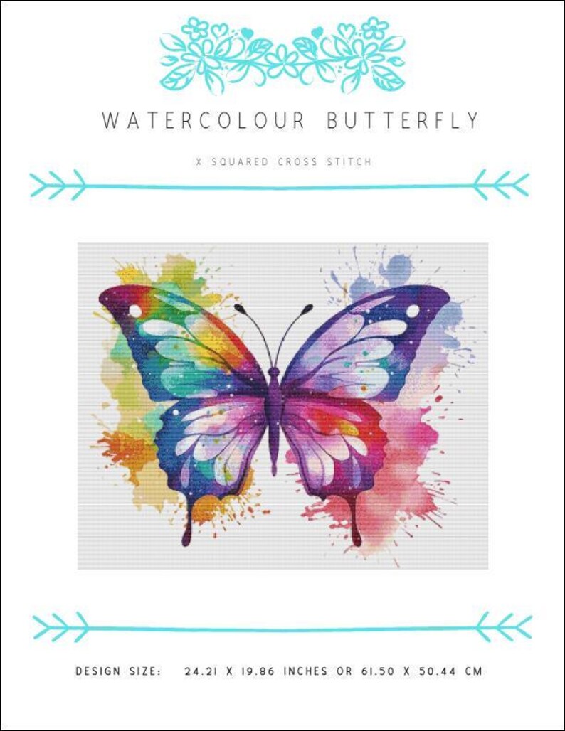 Watercolour Butterfly Counted Cross Stitch Pattern Etsy