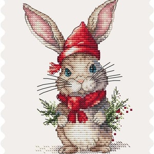 Christmas Rabbit Counted Cross Stitch Pattern