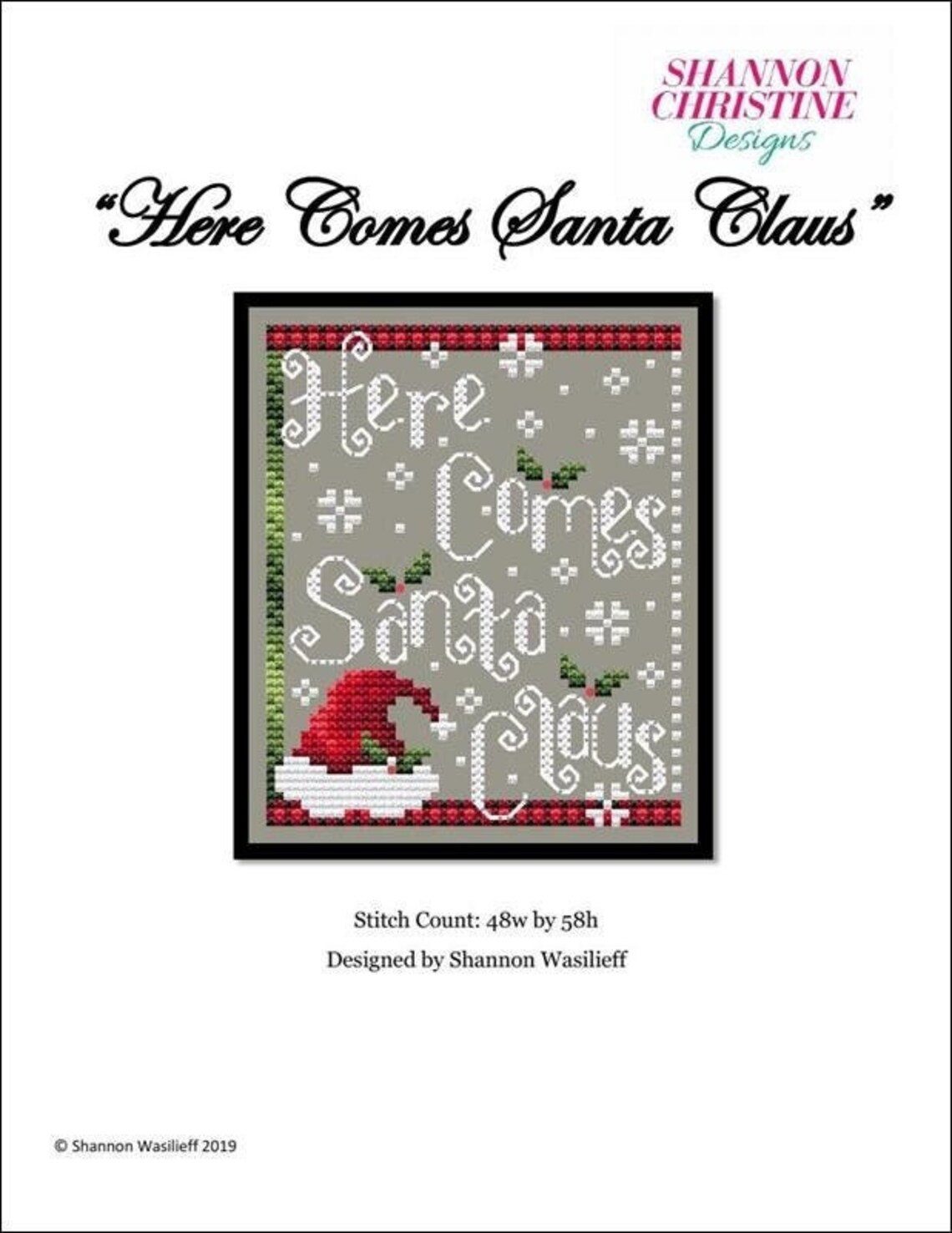 Here Comes Santa Counted Cross Stitch Pattern by Shannon Christine ...
