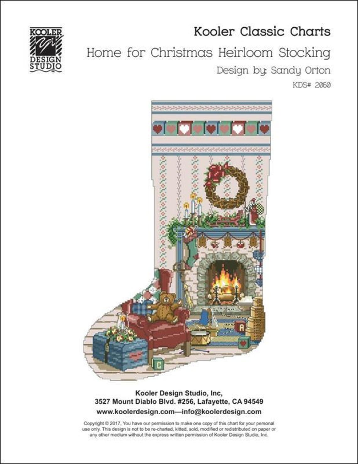 Home for Christmas Heirloom Stocking Counted Cross Stitch Pattern by
