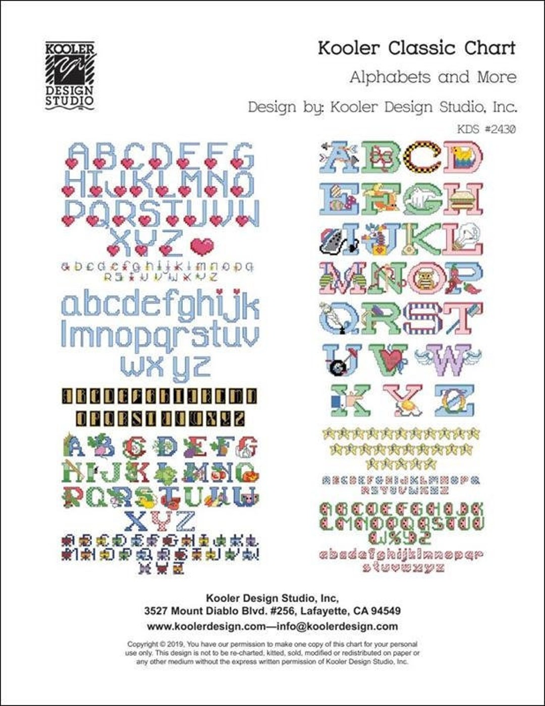 Alphabets and More Counted Cross Stitch Pattern by Kooler Design Studio ...