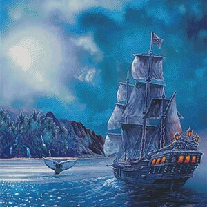 Choice of 4 Sizes - The Call of the Moon Counted Cross Stitch Pattern