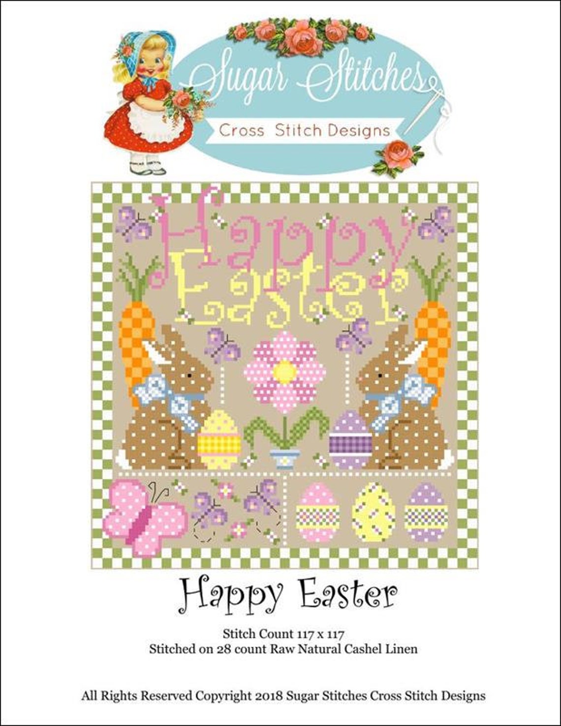 Happy Easter Counted Cross Stitch Pattern Etsy