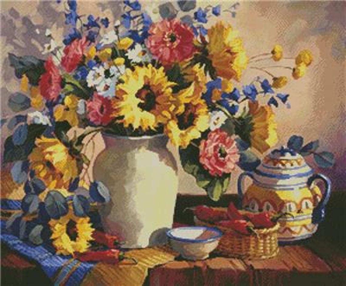 Sunshine in a Vase Counted Cross Stitch Pattern by Artecy Cross Stitch ...