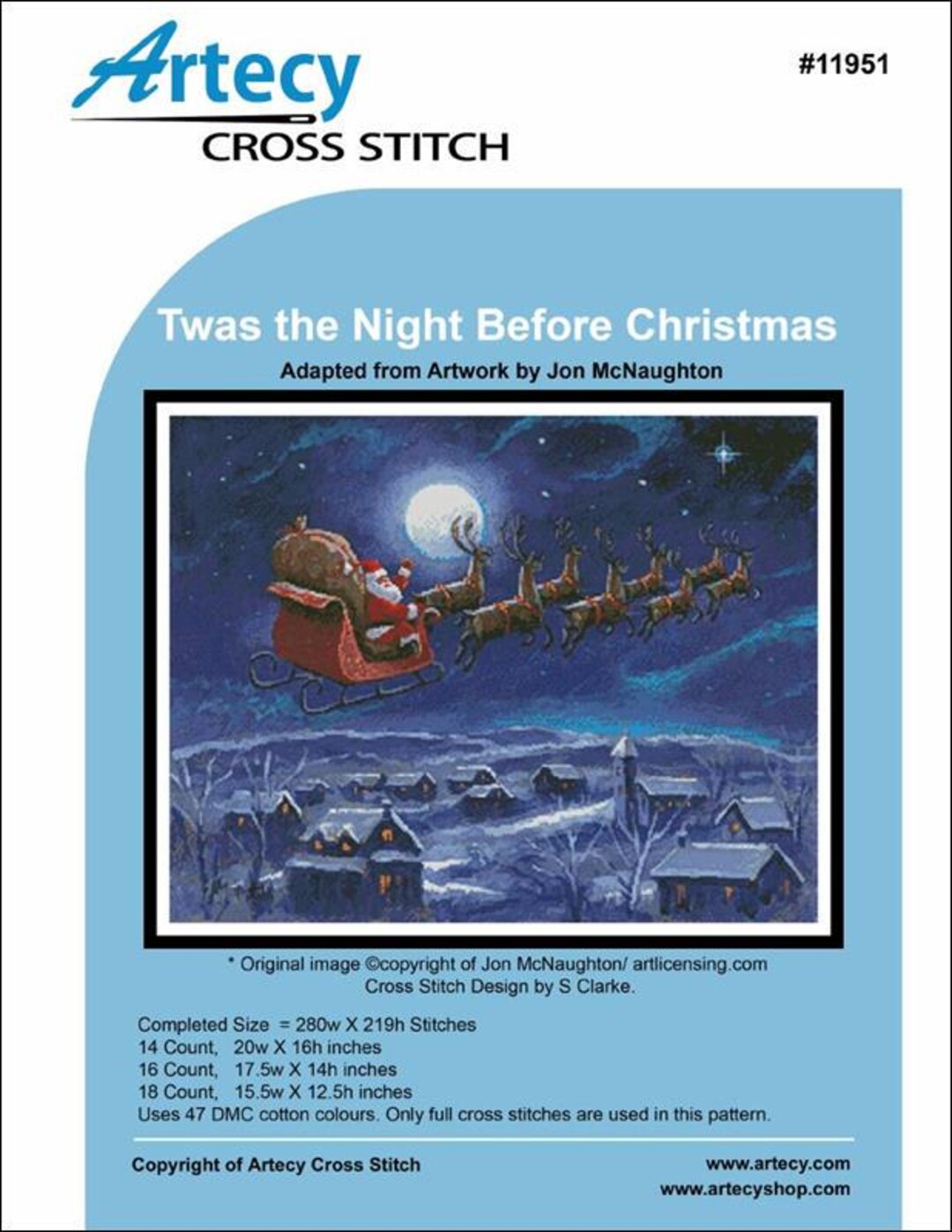 Twas the Night Before Christmas Counted Cross Stitch Pattern by Artecy ...