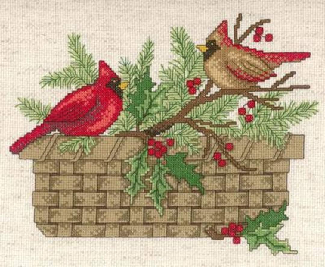 Cardinal Basket Counted Cross Stitch Pattern - Etsy