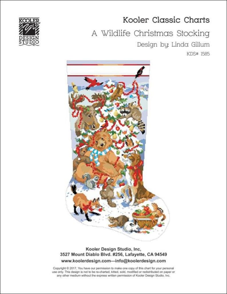 A Wildlife Christmas Stocking Counted Cross Stitch Pattern by Kooler