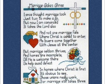 Patrón de punto de cruz "El matrimonio toma tres"