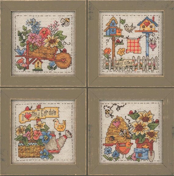 クロスステッチ完成品Together in my Fathers garden Cross Stitch Pattern - Step Into My Garden by Imaginating, Four