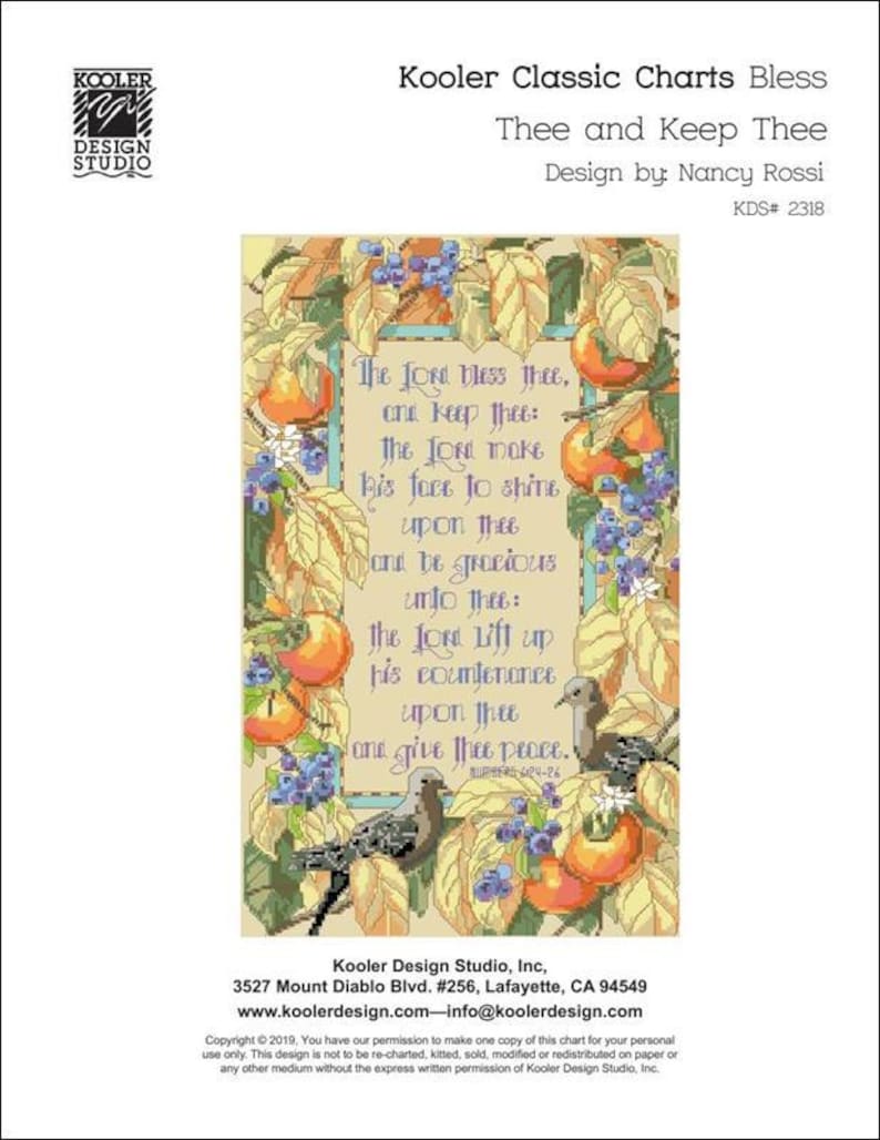 Bless Thee and Keep Thee Counted Cross Stitch Pattern by Kooler Designs ...