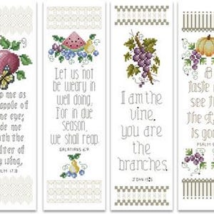 Choice of 4 Sets Biblical Bookmarks Counted Cross Stitch Pattern