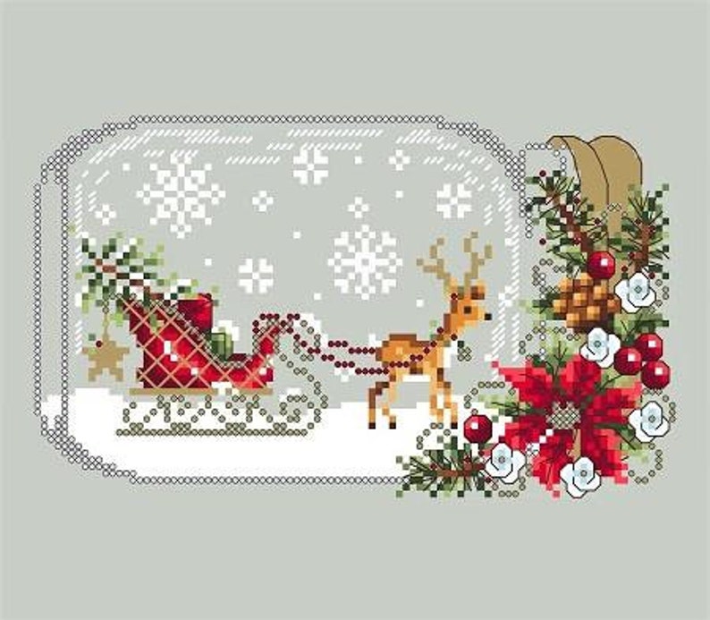 Sleigh Snow Globe Counted Cross Stitch Pattern by Shannon Christine ...