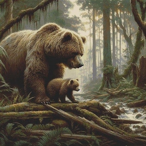 Grizzly Bears Counted Cross Stitch Pattern