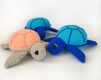 Crochet Blue Sea Turtle Amigurumi Pattern (PDF Pattern)
