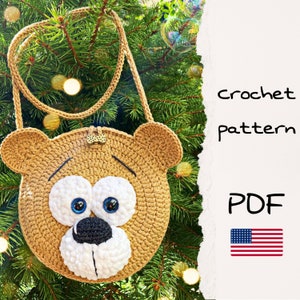 Crochet bag pattern, Bear bag crochet pattern, Handbag kids pattern, Kids purse pattern, Pouch pattern