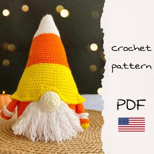 Crochet Candy Corn Gnome Pattern: Halloween Amigurumi (PDF Pattern)