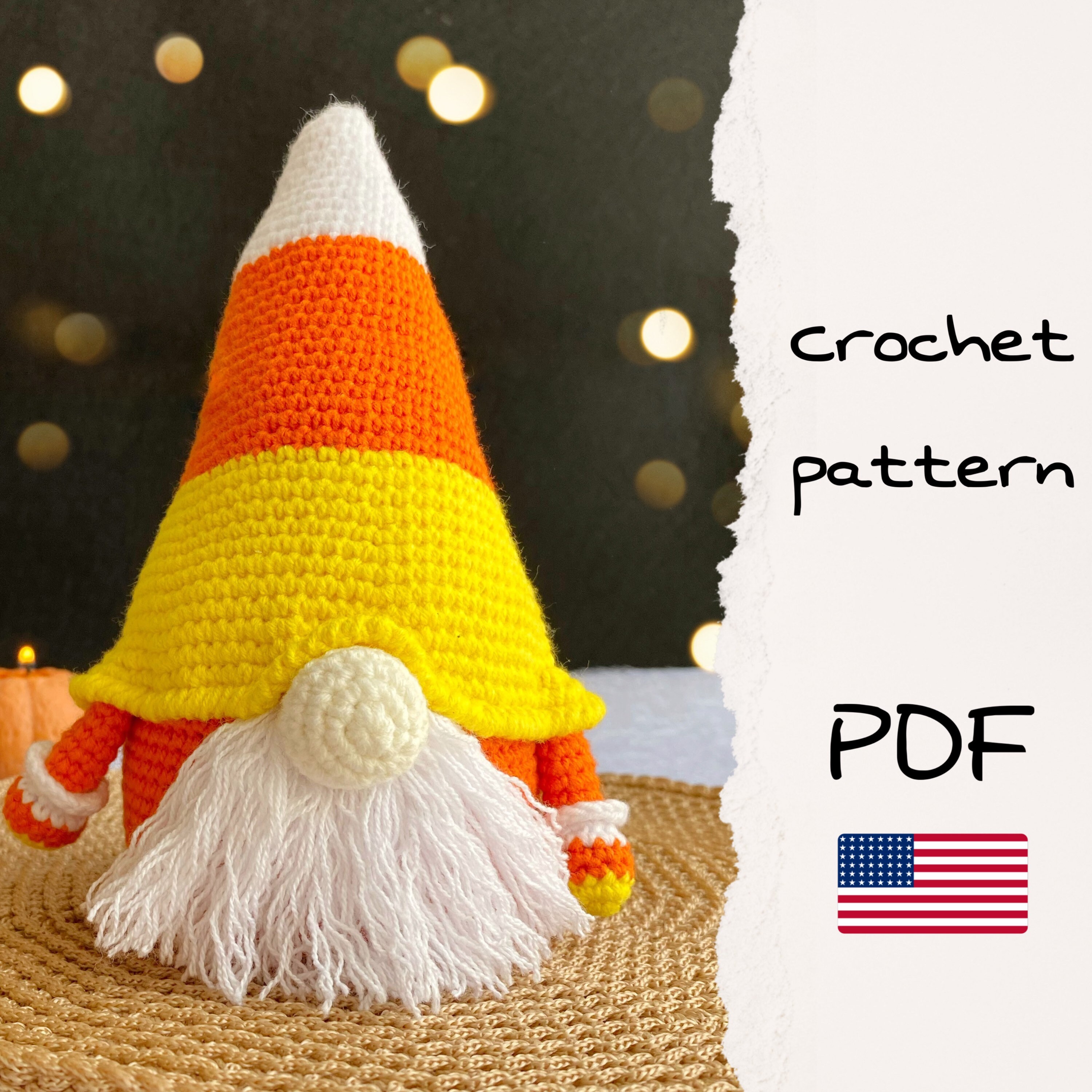 Crochet Pattern Candy Corn Gnome Amigurumi Candy Corn Gnome Etsy
