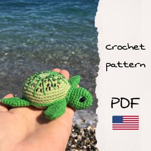 Crochet pattern Kiwi Sea Turtle, Amigurumi sea animals crochet pattern