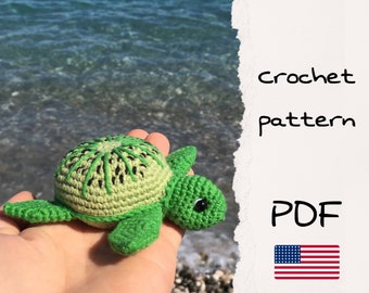 Crochet pattern Kiwi Sea Turtle, Amigurumi sea animals crochet pattern