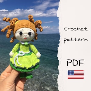 Schema facile per bambola amigurumi / Tutorial per bambola all&#39;uncinetto con capelli ricci in PDF / Download immediato / Guida ai bellissimi giocattoli