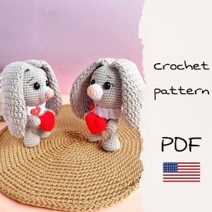 Bunny Amigurumi Crochet Pattern: Rabbit with Heart (PDF Pattern)