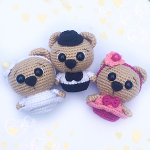 Virkmönster med amigurumi-teddybär, 3-i-1-set med teddybjörn (PDF)