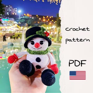 Schneemann Amigurumi Häkelanleitung: Weihnachtliche Spielzeug Dekorationen (PDF-Häkelanleitung)