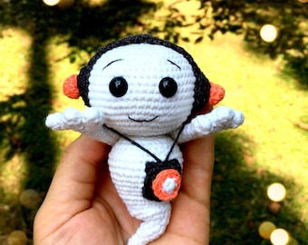 Patrón de crochet para amigurumi de amante de la música fantasma: Decoración de Halloween (patrón PDF)
