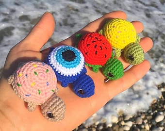 Amigurumi Mini Turtle no sew Crochet Pattern: Sea Animal Keychain (PDF Pattern)