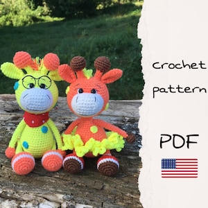 Amigurumi pattern Giraffes, Amigurumi crochet pattern, Crochet pattern Giraffe, Cute Giraffe crochet pattern, easy amigurumi pattern