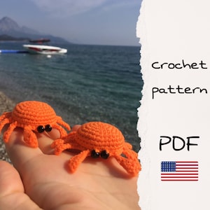 Crochet pattern Mini crab, no sew crochet pattern, amigurumi sea animals, crab toy crochet pattern, crochet keychain, amigurumi pattern