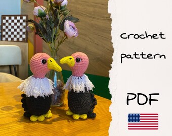 Vulture amigurumi crochet pattern, Animals crochet pattern, Bird crochet pattern