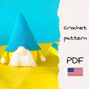 Ukrainian Gnome crochet pattern, Amigurumi gnome crochet pattern, Gnome ornament