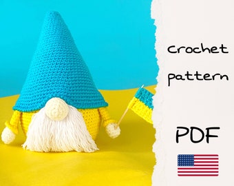 Ukrainian Gnome crochet pattern, Amigurumi gnome crochet pattern, Gnome ornament