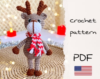 Christmas mini deer amigurumi crochet pattern, Crochet ornaments, Reindeer crochet pattern, Christmas amigurumi pattern