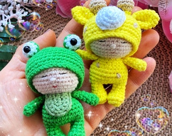 Amigurumi Crochet Pattern: Baby Frog and Giraffe (PDF Pattern)