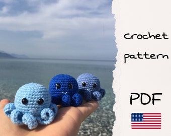 Mini octopus no sew crochet pattern, amigurumi octopus pattern, baby octopus, crochet pattern octopus, crochet keychain